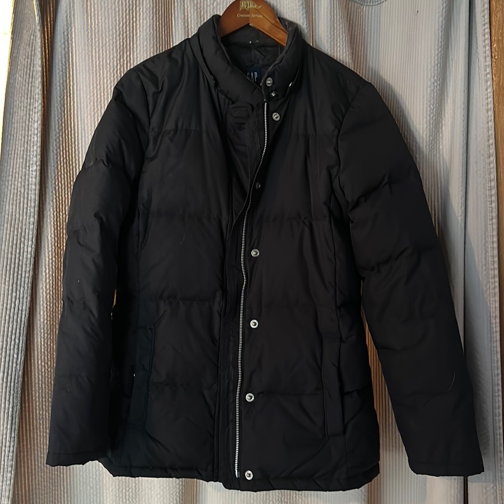 Black winter coat.